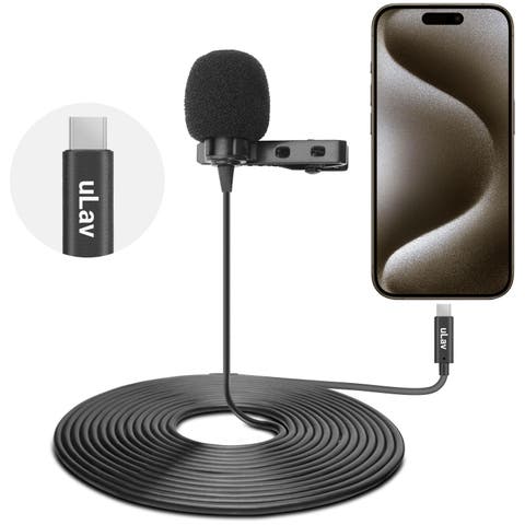 USB-C Wired Omnidirectional Lavalier Clip On Microphone for iPhone 15