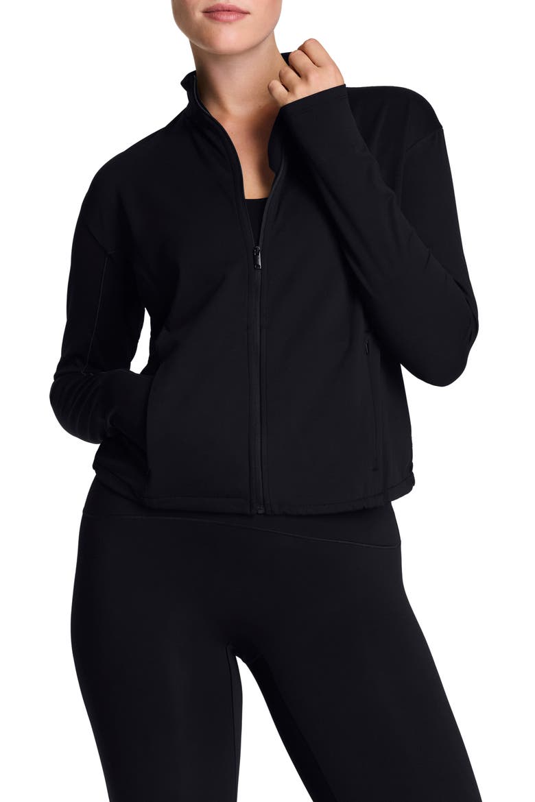 Brushed Full Zip Jacket, Main, color, VERY BLACK