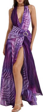 HOUSE OF CB Olessia Plunge Halter Maxi Dress
