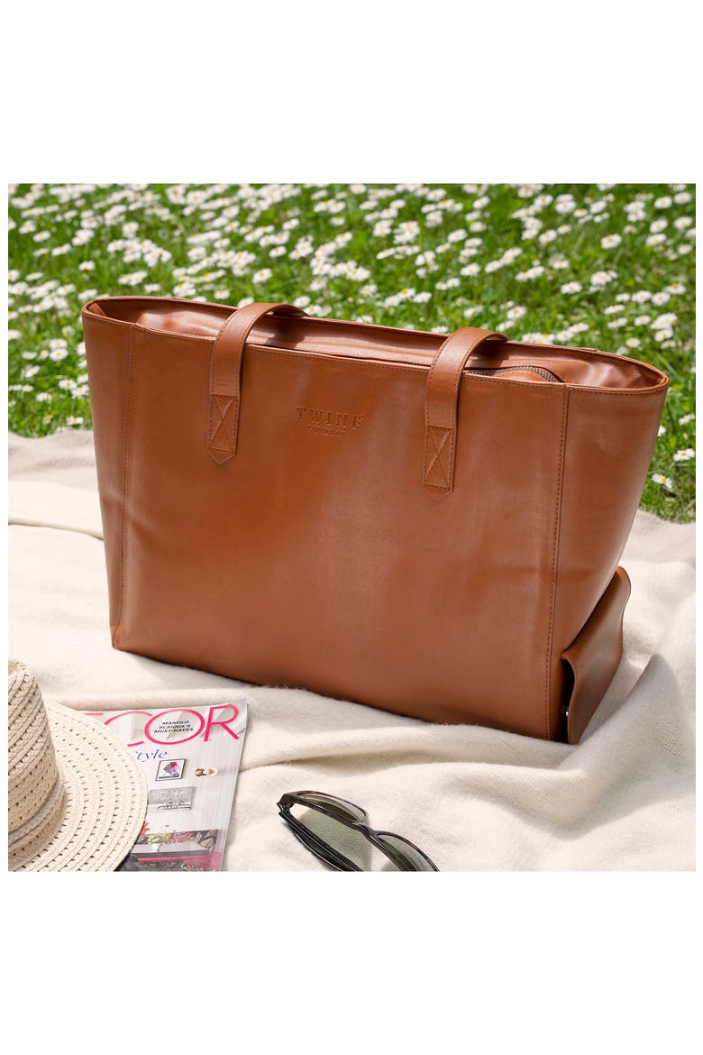 Insulated Wine Tote with Spout, Alternate, color, BROWN