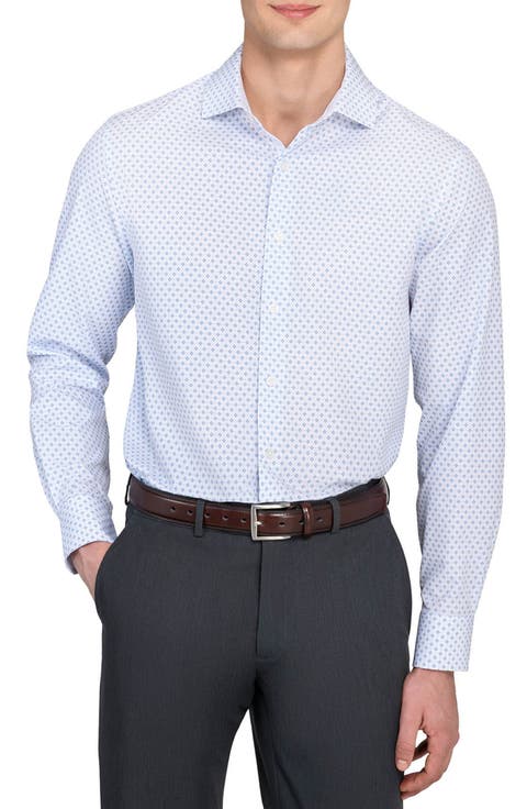 Slim Fit Double Diamond Print Performance Dress Shirt