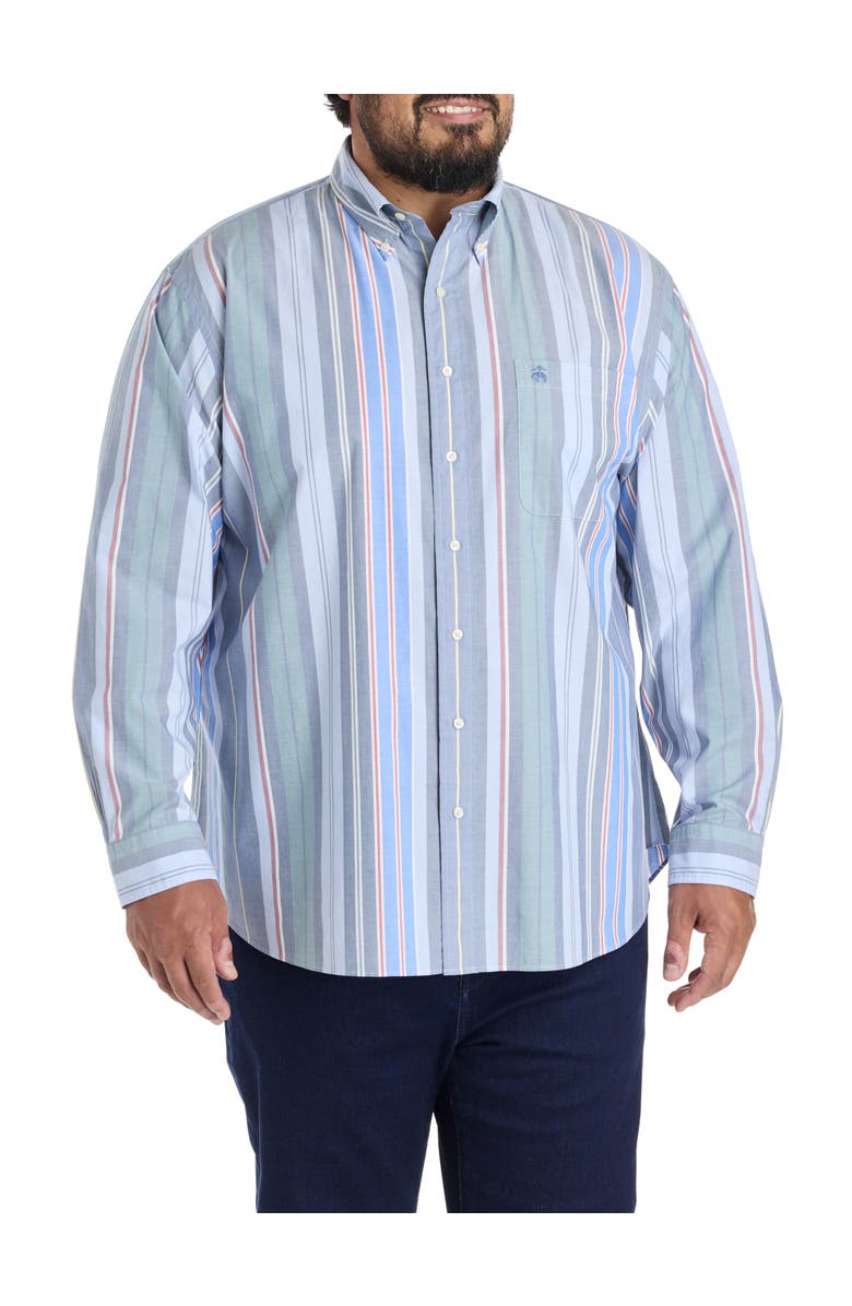 Brooks Brothers Big & Tall Multi-Striped Friday Sport Shirt, Alternate, color, Stripe Blue Green