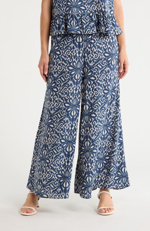 Smocked Waist Wide Leg Pants