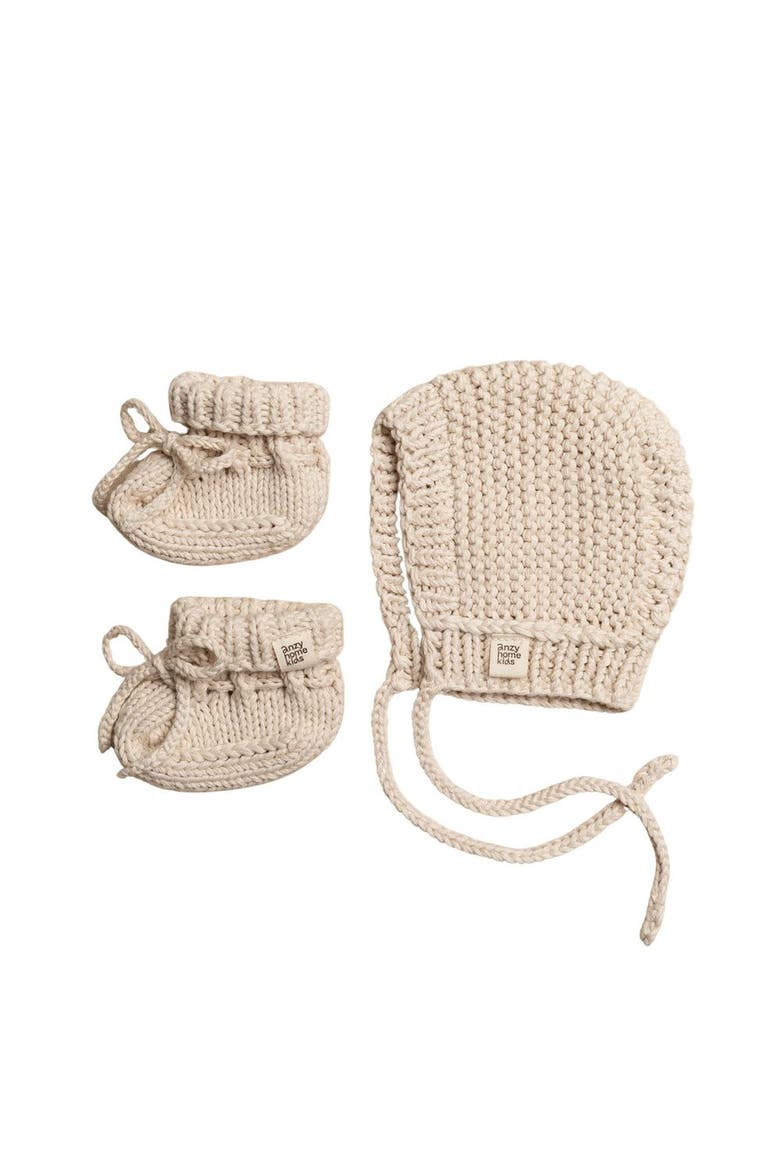 Bonnet & Booties Boho Set, Main, color, Ivory