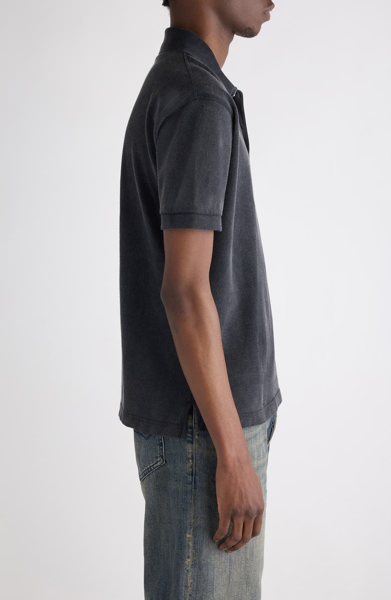 Balenciaga Standard Logo Embroidered Piqué Polo, Alternate, color, Washed Black