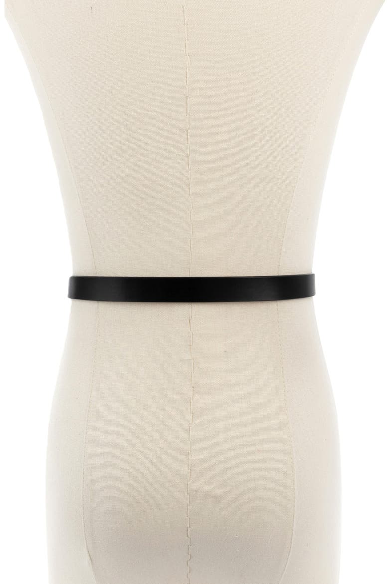 oval molten buckle leather belt, Alternate, color, BLACK