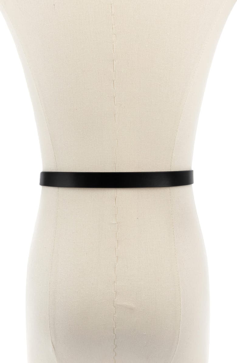 Kate Spade New York oval molten buckle leather belt, Alternate, color, Black