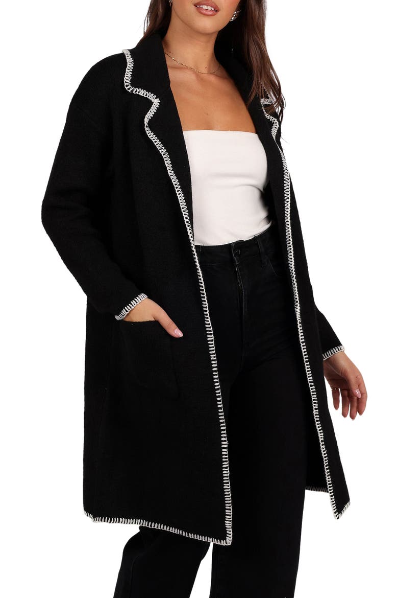 Oaklynn Whipstitched Sweater Coat, Main, color, BLACK