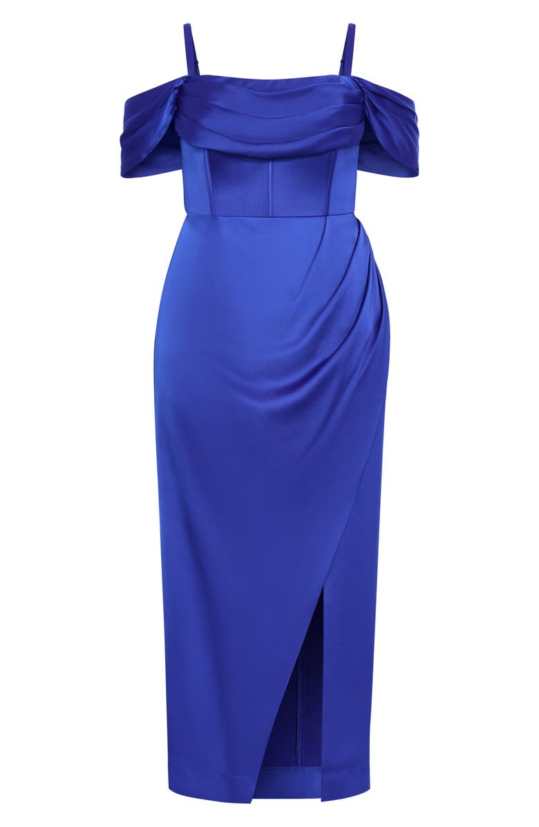 City Chic Forbidden Love Off the Shoulder Maxi Dress, Alternate, color, Ultra Blue