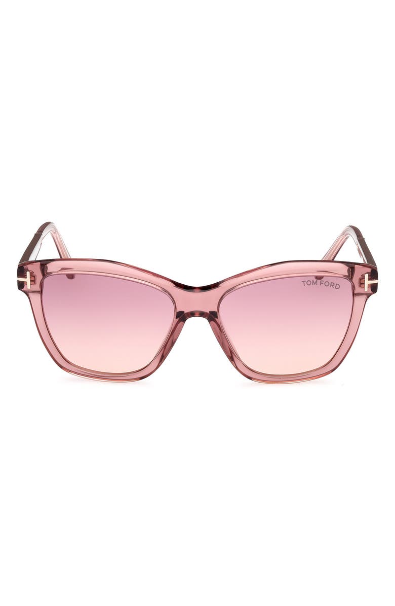 TOM FORD Lucia 54mm Gradient Square Sunglasses, Main, color, Pink Brown / T Logo