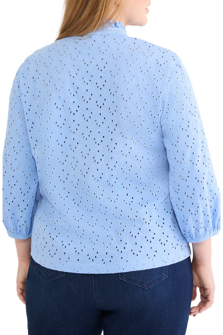 Ruffle Neck Eyelet Top, Alternate, color, FRENCH BLUE