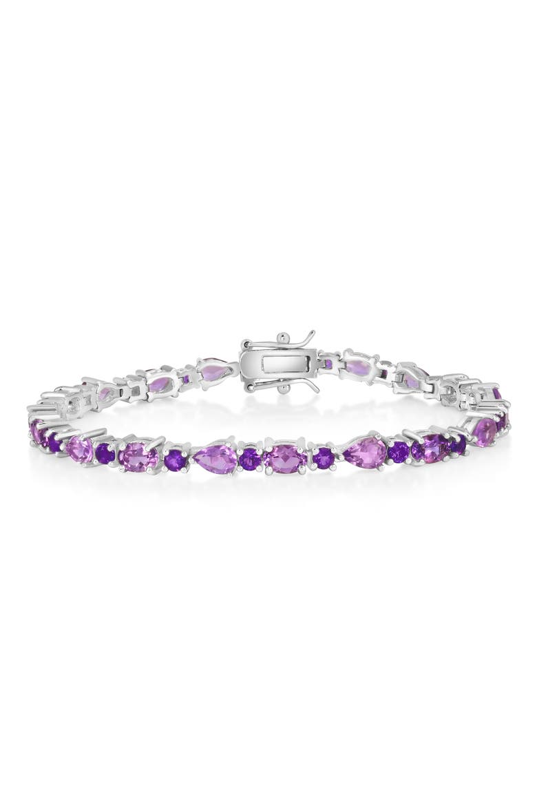 Multi-Shaped Amethyst Sterling Silver Bracelet, Main, color, PURPLE