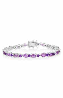 Multi-Shaped Amethyst Sterling Silver Bracelet