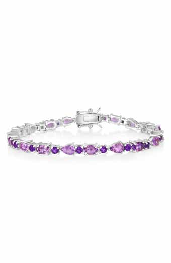 Multi-Shaped Amethyst Sterling Silver Bracelet
