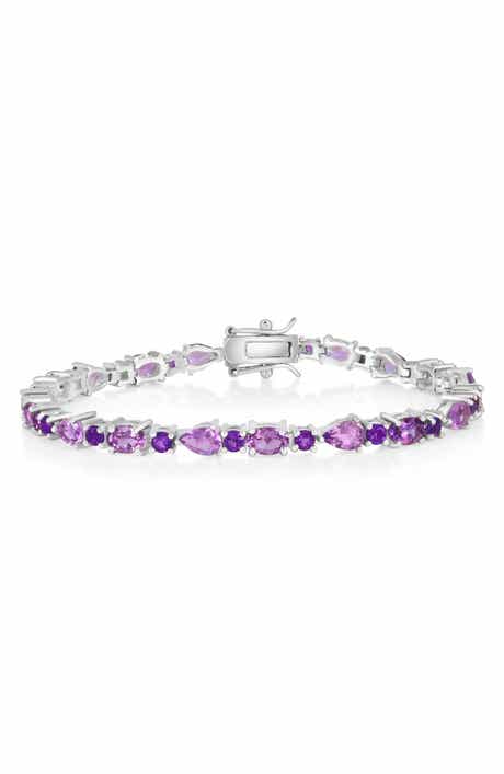 Multi-Shaped Amethyst Sterling Silver Bracelet