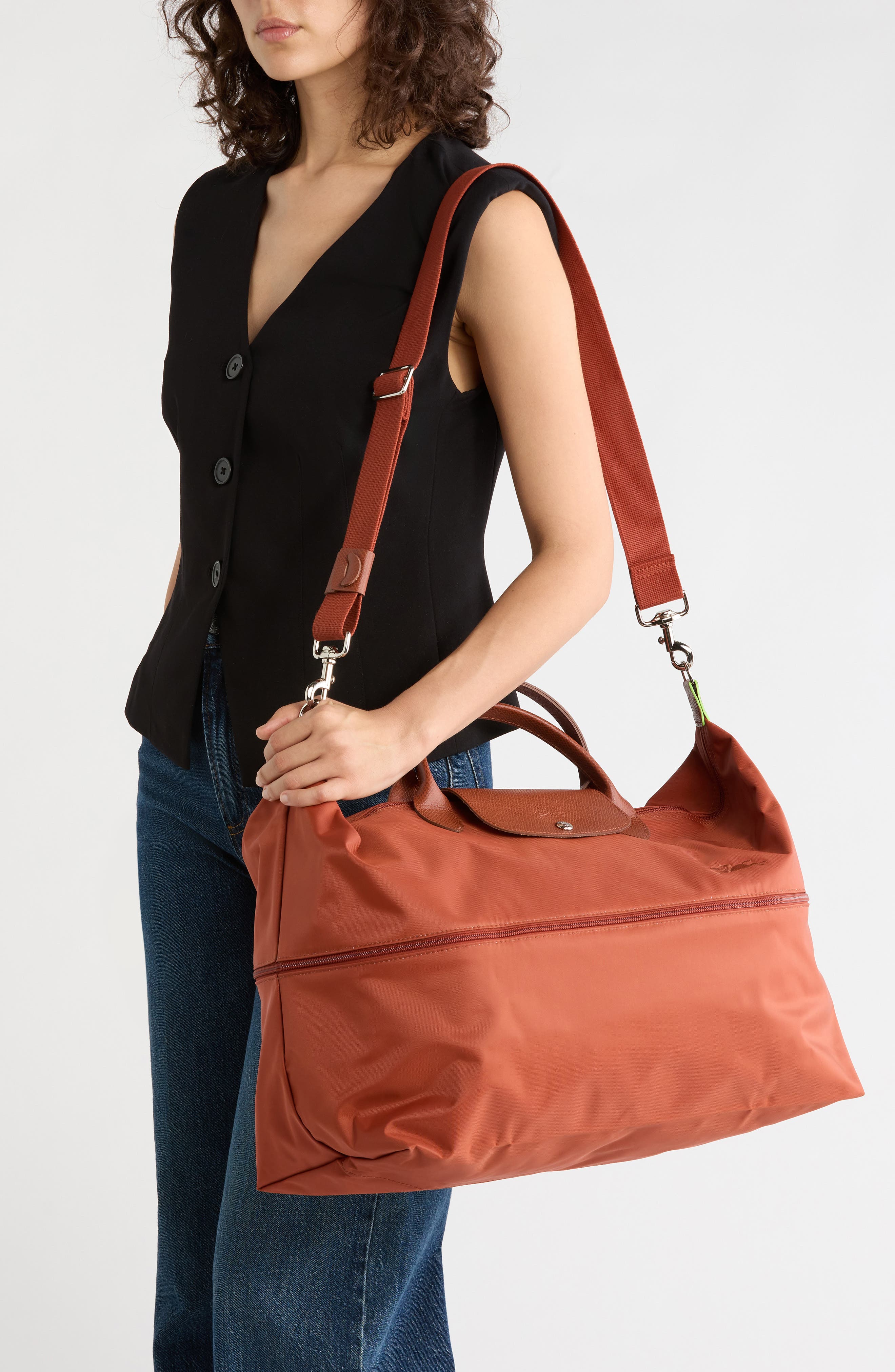 Le Pliage Green Expandable Duffle Bag, Alternate, color, CHESTNUT