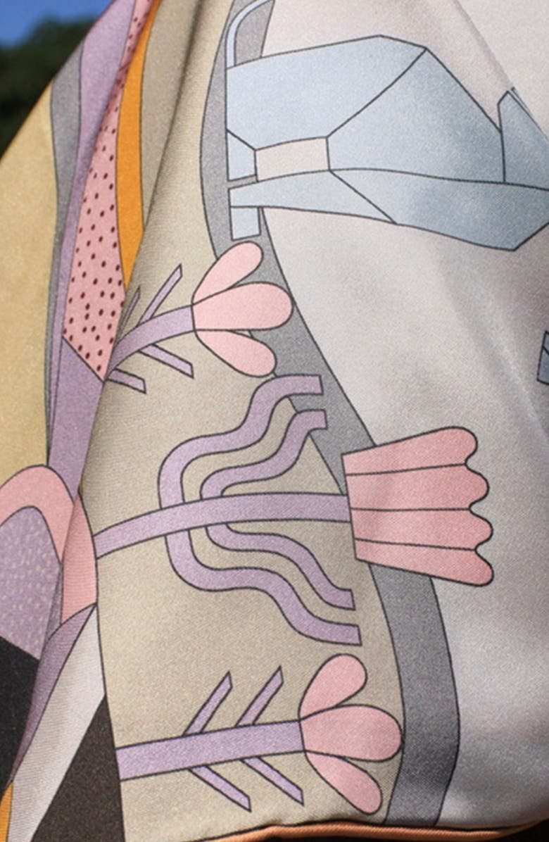 Jessie Zhao New York Double Sided Silk Scarf Of Jungle Puzzle, Alternate, color, Blue