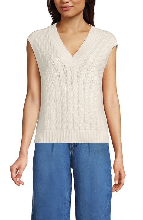 Drifter Modern Cable V Neck Vest Sweater