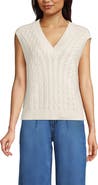 Lands' End Drifter Modern Cable V Neck Vest Sweater