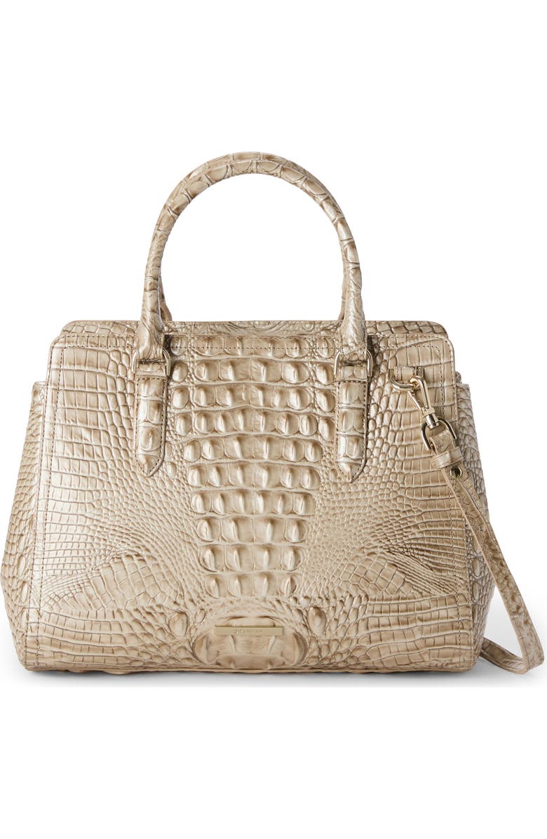Brahmin Small Finley Croc Embossed Leather Satchel, Main, color,