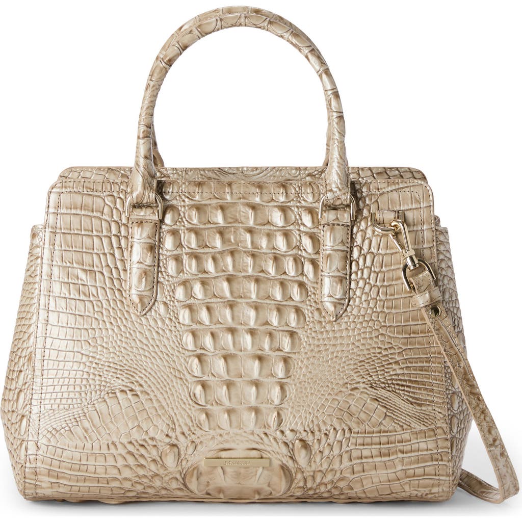 Brahmin Small Finley Croc Embossed Leather Satchel In Wind Chime