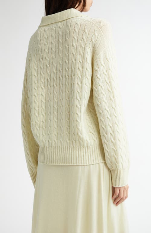 Johnstons Of Elgin Cable Knit Johnny Collar Cashmere Sweater In Lemon