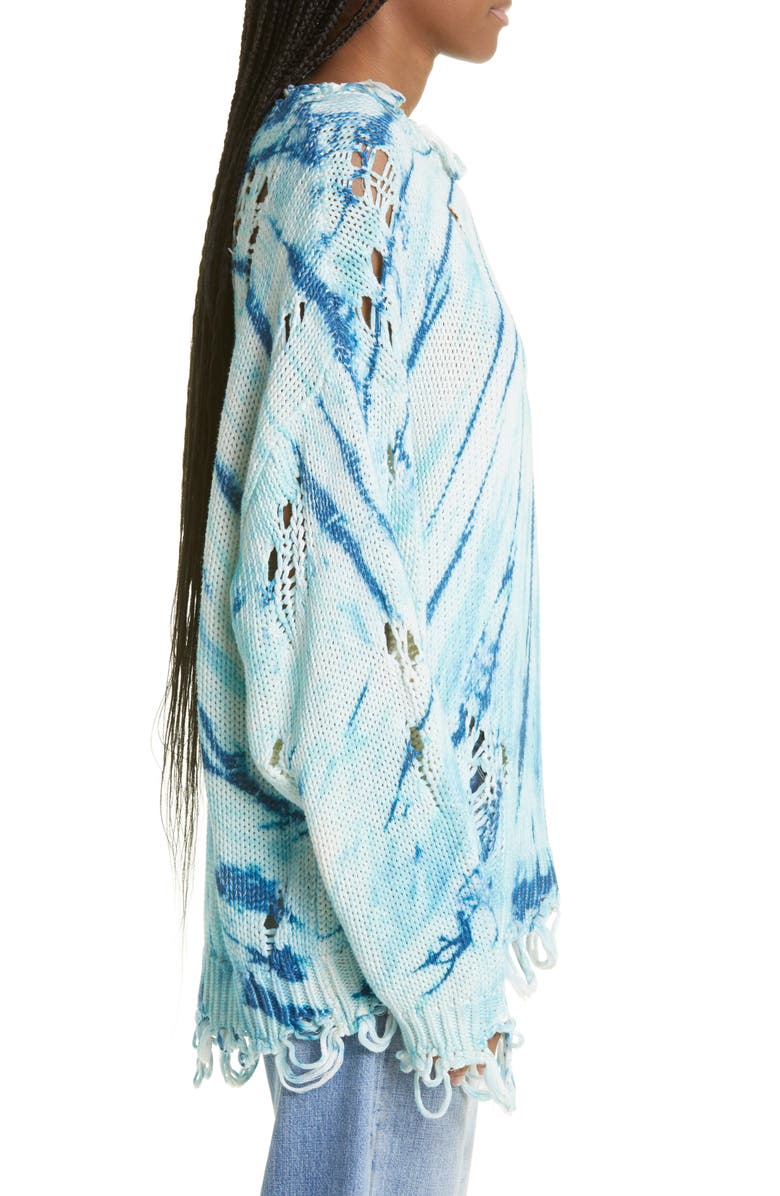 R13 Distressed Tie Dye Oversize Cotton Sweater, Alternate, color,