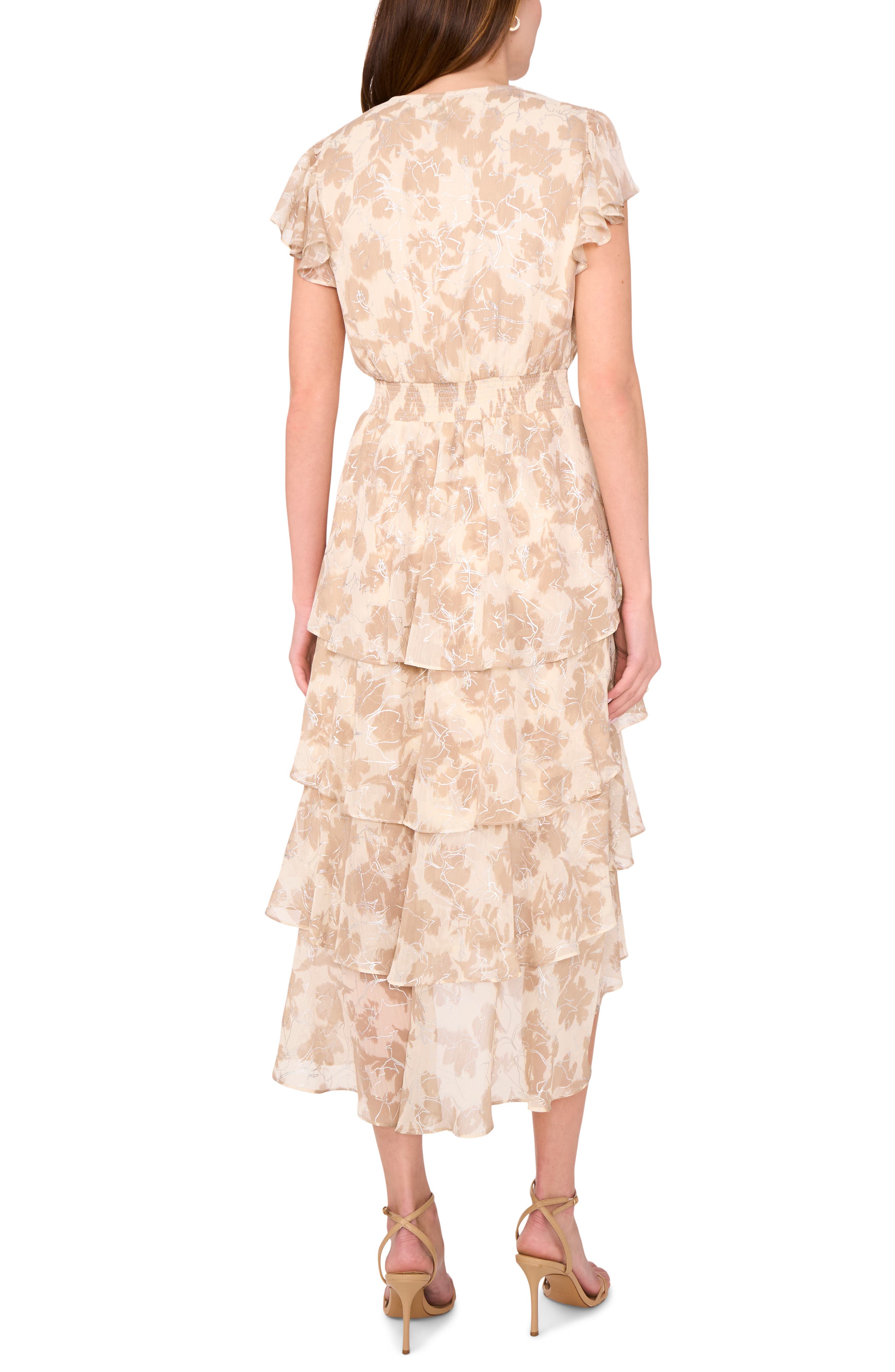 Floral Flutter Sleeve Tiered Maxi Dress - image 2