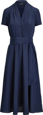 Lauren Ralph Lauren Micro Dot Crêpe de Chine Midi Dress