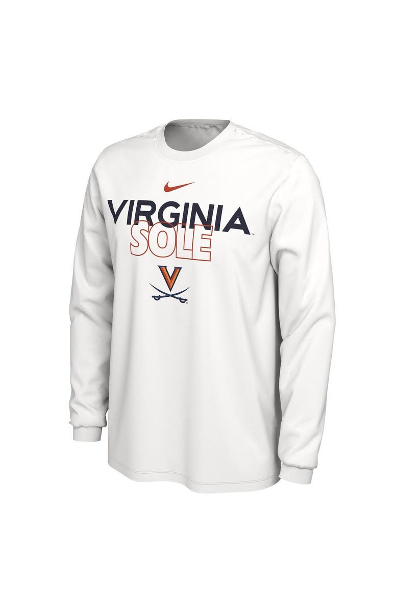 Nike White Virginia Cavaliers 2023 On Court Bench Long Sleeve T-Shirt, Alternate, color, 