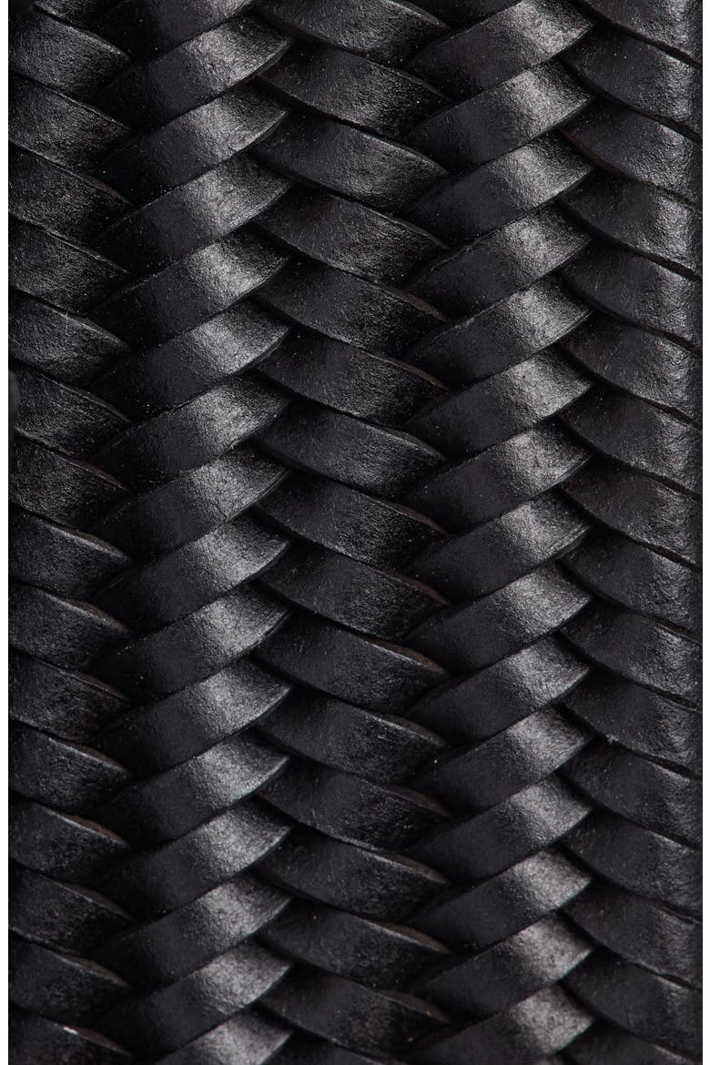 Diego Woven Leather Stretch Belt, Alternate, color, BLACK