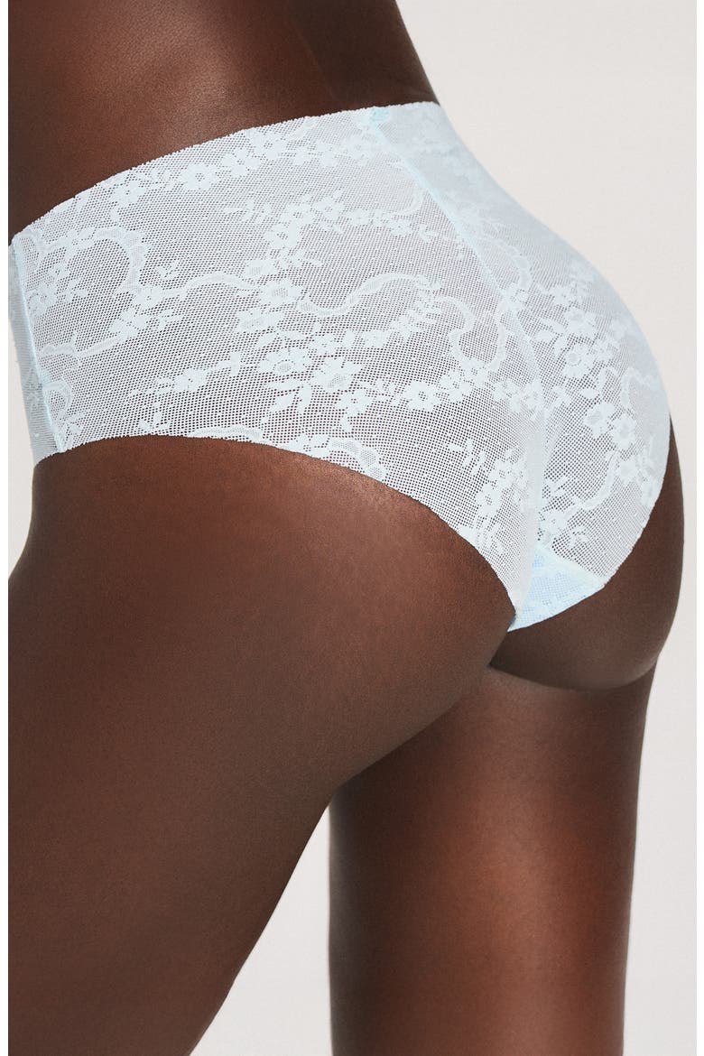 No-Show Lace Hipster Briefs, Alternate, color, WHIPPED CREAM BLUE
