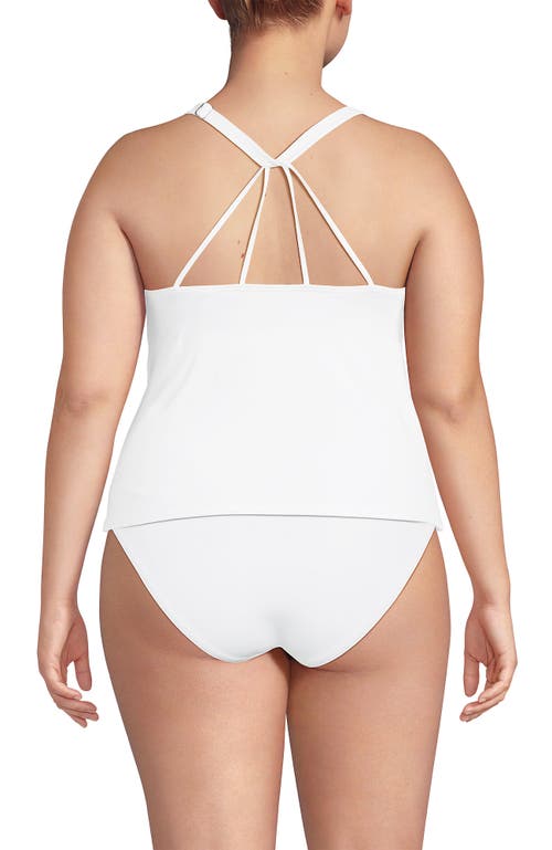 Lands' End Tugless High Neck Strappy Back Tankini Swimsuit Top In White