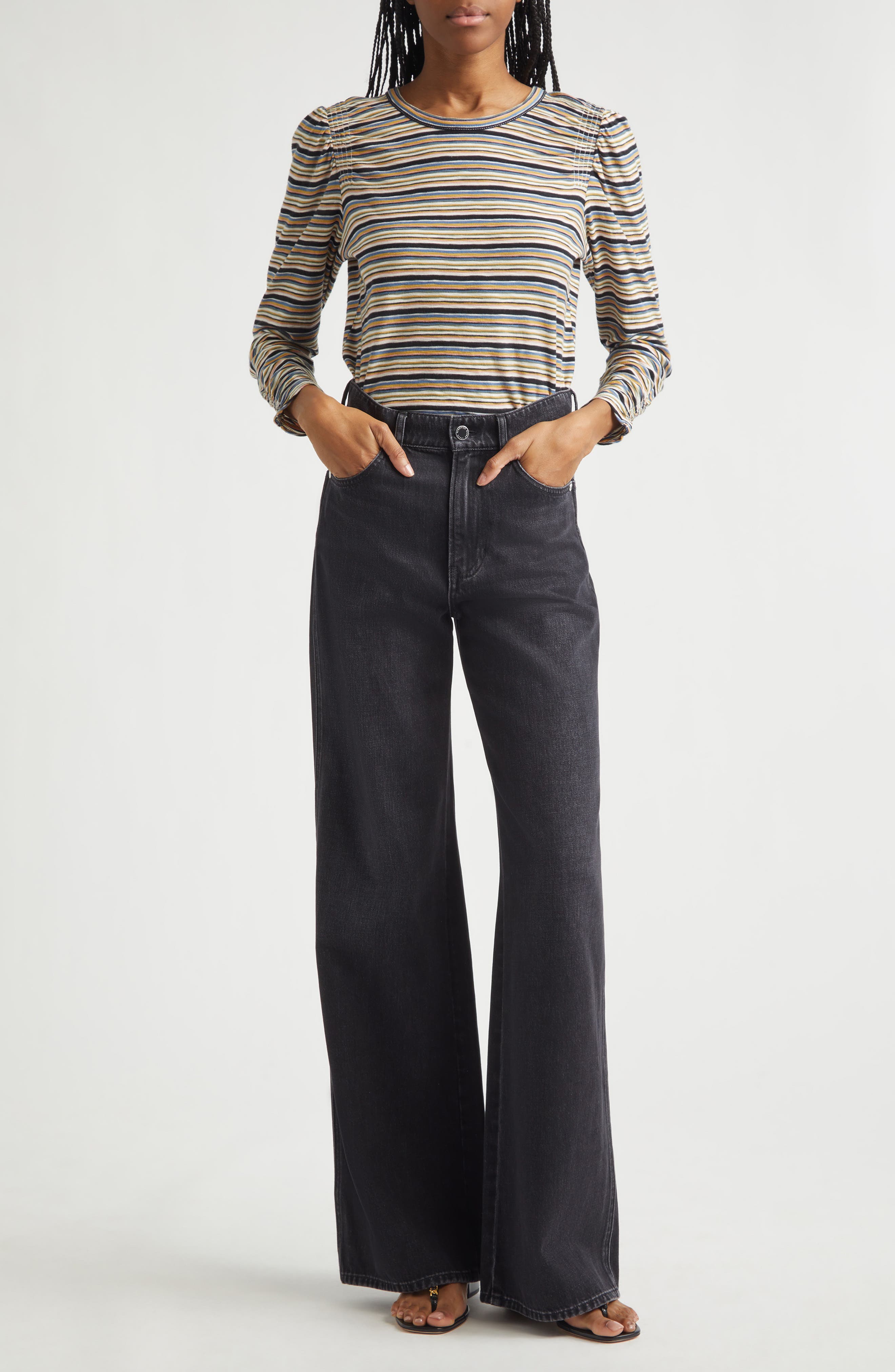 Remus Stripe Ruched Long Sleeve T-Shirt - image 2