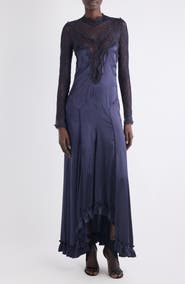 Isabel Marant Dolores Long Sleeve Lace & Silk Satin Dress