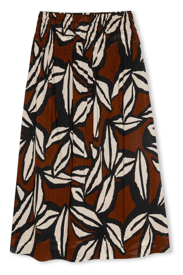 Alessa Smock Waist Cotton Midi Skirt, Alternate, color, COCOA FLORAL