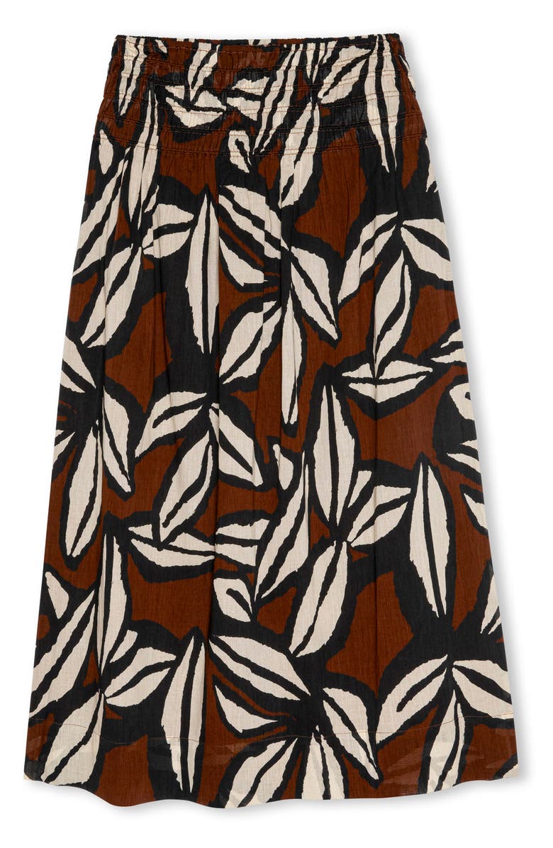 Rails Alessa Smock Waist Cotton Midi Skirt, Alternate, color, Cocoa Floral