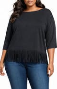 Karen Kane Fringe Hem Boatneck Top