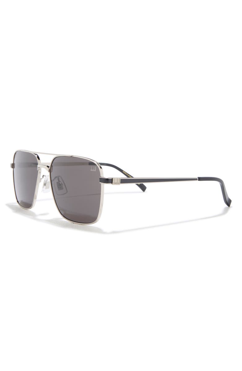 Dunhill 58mm Aviator Sunglasses, Alternate, color, Silver Silver Grey