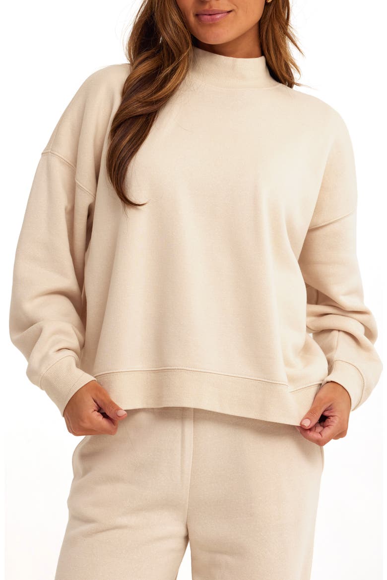 Karlie Heathered Fleece Sweatshirt, Main, color, TAPIOCA