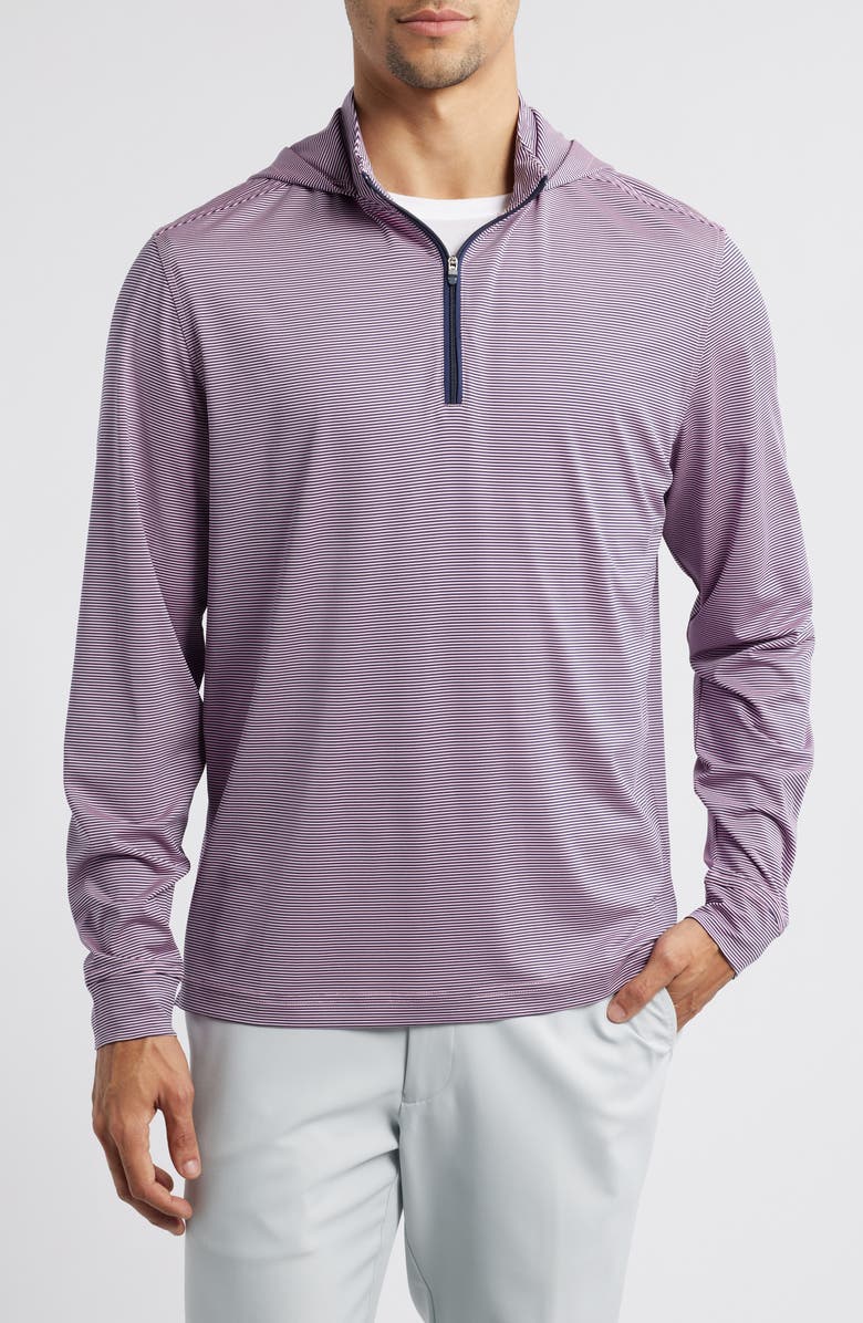 johnnie-O Hybrid Performance Quarter Zip Hoodie, Main, color, Navy/Porto Pink