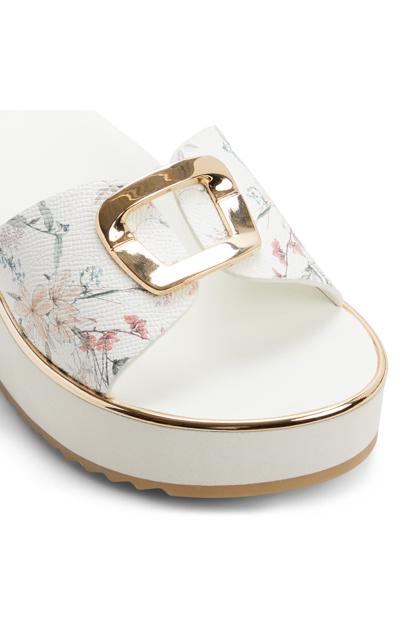 ALDO Menhaden Platform Wedge Slide Sandal, Alternate, color, White Multi