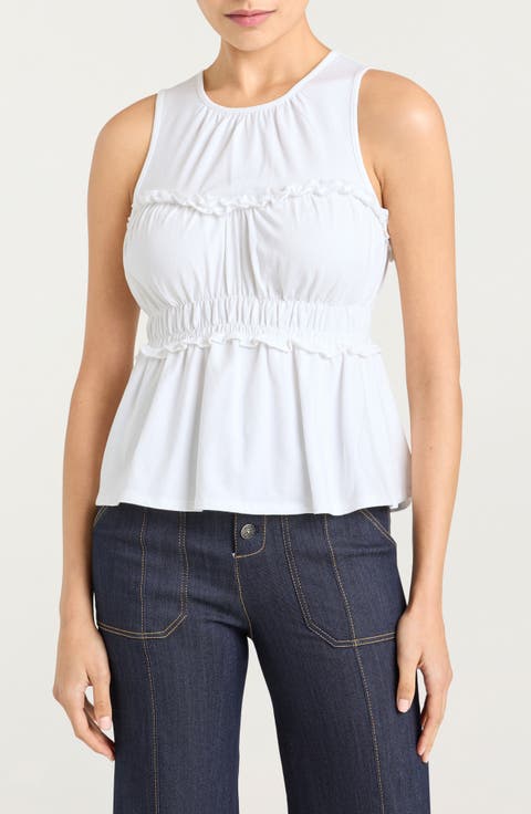 Pania Smocked Ruffle Sleeveless Top