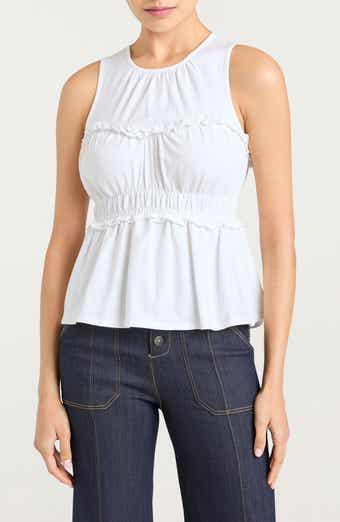 Cinq à Sept Pania Smocked Ruffle Sleeveless Top