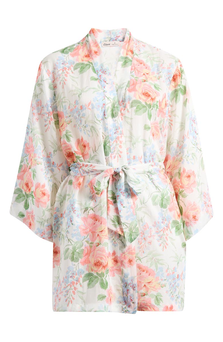 Etam Orchidee Deshabille Lace Trim Robe, Main, color, Ecru