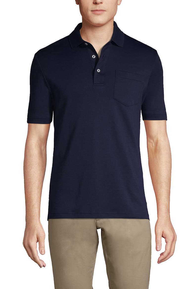 Short Sleeve Cotton Supima Polo Shirt with Pocket, Alternate, color, Radiant Navy