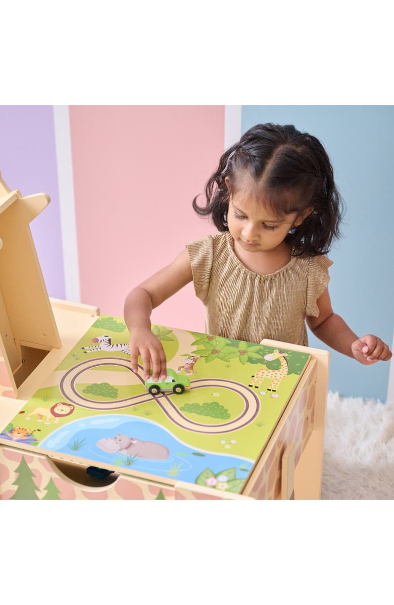 Teamson Kids Jungle Giraffe 2-in-1 Activity Table, Alternate, color, Yellow