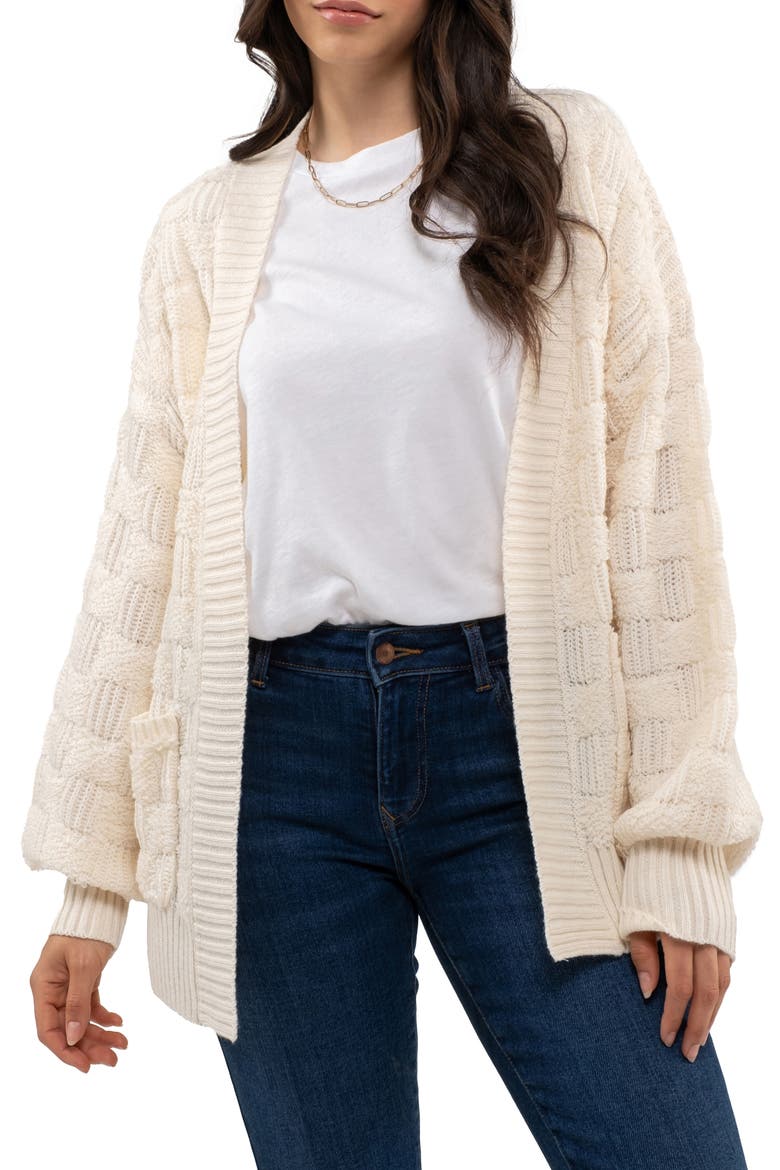 Open Front Knit Cardigan, Main, color, CREAM