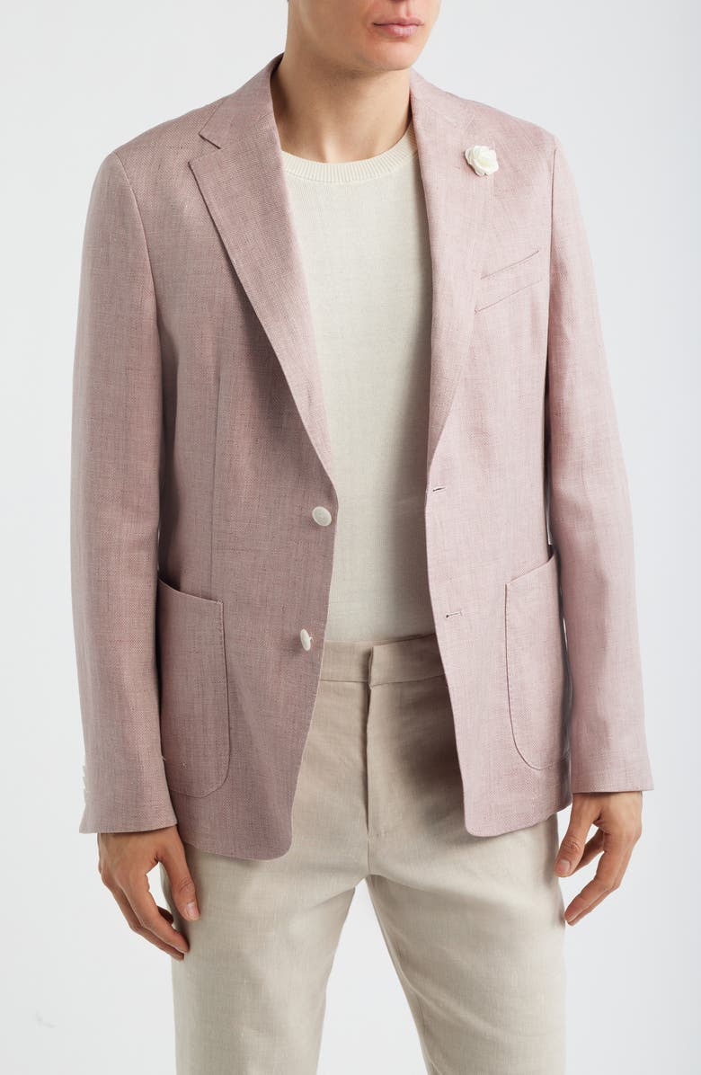 BOSS Hanry Slim Fit Pink Mélange Linen Blend Sport Coat, Main, color, Light/ Pastel Pink