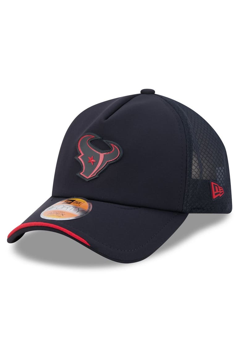 Men's New Era Navy Houston Texans 2026 Sideline Apex 9FORTY Adjustable Trucker Hat, Main, color, Navy